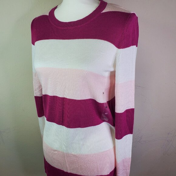 MAISON JULES Juniors Pink Color Block Stripe Tunic Sweater XS - Picture 3 of 9